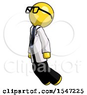 Poster, Art Print Of Yellow Doctor Scientist Man Floating Through Air Left