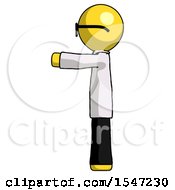 Yellow Doctor Scientist Man Pointing Left