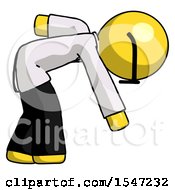 Yellow Doctor Scientist Man Picking Something Up Bent Over