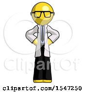 Poster, Art Print Of Yellow Doctor Scientist Man Hands On Hips