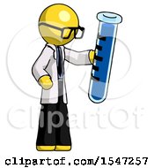 Poster, Art Print Of Yellow Doctor Scientist Man Holding Large Test Tube