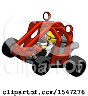 Poster, Art Print Of Yellow Doctor Scientist Man Riding Sports Buggy Side Top Angle View