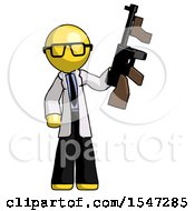 Poster, Art Print Of Yellow Doctor Scientist Man Holding Tommygun