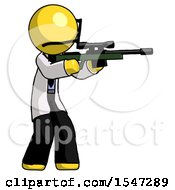 Poster, Art Print Of Yellow Doctor Scientist Man Shooting Sniper Rifle