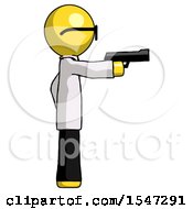Poster, Art Print Of Yellow Doctor Scientist Man Firing A Handgun