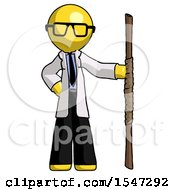 Poster, Art Print Of Yellow Doctor Scientist Man Holding Staff Or Bo Staff