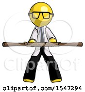 Poster, Art Print Of Yellow Doctor Scientist Man Bo Staff Kung Fu Defense Pose