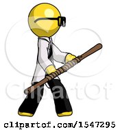 Poster, Art Print Of Yellow Doctor Scientist Man Holding Bo Staff In Sideways Defense Pose