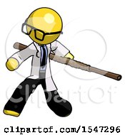 Poster, Art Print Of Yellow Doctor Scientist Man Bo Staff Action Hero Kung Fu Pose
