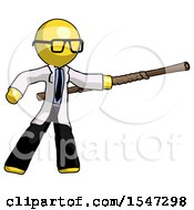 Poster, Art Print Of Yellow Doctor Scientist Man Bo Staff Pointing Right Kung Fu Pose
