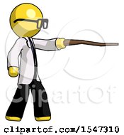 Poster, Art Print Of Yellow Doctor Scientist Man Pointing With Hiking Stick