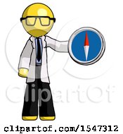Poster, Art Print Of Yellow Doctor Scientist Man Holding A Large Compass
