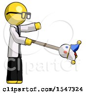Yellow Doctor Scientist Man Holding Jesterstaff I Dub Thee Foolish Concept