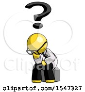 Poster, Art Print Of Yellow Doctor Scientist Man Thinker Question Mark Concept