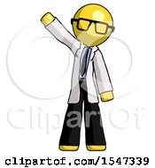 Poster, Art Print Of Yellow Doctor Scientist Man Waving Emphatically With Right Arm