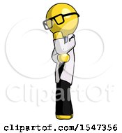Poster, Art Print Of Yellow Doctor Scientist Man Thinking Wondering Or Pondering