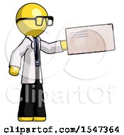 Poster, Art Print Of Yellow Doctor Scientist Man Holding Large Envelope