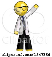 Poster, Art Print Of Yellow Doctor Scientist Man Waving Emphatically With Left Arm