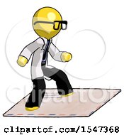 Poster, Art Print Of Yellow Doctor Scientist Man On Postage Envelope Surfing