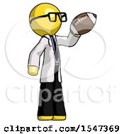 Poster, Art Print Of Yellow Doctor Scientist Man Holding Football Up