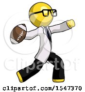 Poster, Art Print Of Yellow Doctor Scientist Man Throwing Football