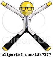 Poster, Art Print Of Yellow Doctor Scientist Man With Arms And Legs Stretched Out