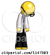 Poster, Art Print Of Yellow Doctor Scientist Man Depressed With Head Down Turned Right