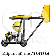 Yellow Doctor Scientist Man In Ultralight Aircraft Side View