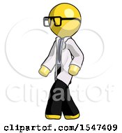 Yellow Doctor Scientist Man Man Walking Turned Left Front View