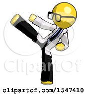 Poster, Art Print Of Yellow Doctor Scientist Man Ninja Kick Left