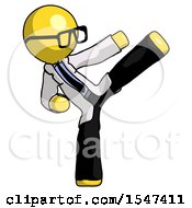 Poster, Art Print Of Yellow Doctor Scientist Man Ninja Kick Right