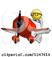 Poster, Art Print Of Yellow Doctor Scientist Man Flying In Geebee Stunt Plane Viewed From Below