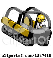 Poster, Art Print Of Yellow Doctor Scientist Man Driving Amphibious Tracked Vehicle Top Angle View