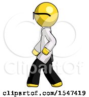 Poster, Art Print Of Yellow Doctor Scientist Man Walking Left Side View