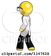 Poster, Art Print Of Yellow Doctor Scientist Man Walking Away Direction Left View