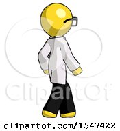 Poster, Art Print Of Yellow Doctor Scientist Man Walking Away Direction Right View