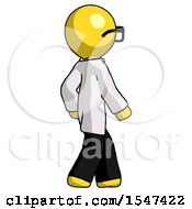 Yellow Doctor Scientist Man Walking Away Direction Right View