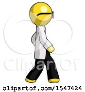 Poster, Art Print Of Yellow Doctor Scientist Man Walking Right Side View