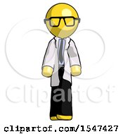 Poster, Art Print Of Yellow Doctor Scientist Man Walking Front View