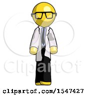 Yellow Doctor Scientist Man Walking Front View