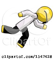 Poster, Art Print Of Yellow Doctor Scientist Man Running While Falling Down