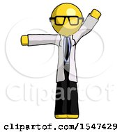 Poster, Art Print Of Yellow Doctor Scientist Man Directing Traffic Left