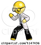 Yellow Doctor Scientist Man Martial Arts Defense Pose Left