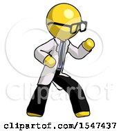 Yellow Doctor Scientist Man Martial Arts Defense Pose Right