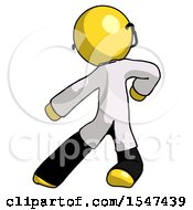 Poster, Art Print Of Yellow Doctor Scientist Man Karate Defense Pose Left