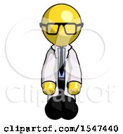 Yellow Doctor Scientist Man Kneeling Front Pose