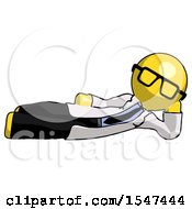 Yellow Doctor Scientist Man Reclined On Side