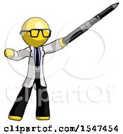 Yellow Doctor Scientist Man Demonstrating That Indeed The Pen Is Mightier