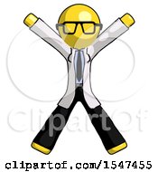Poster, Art Print Of Yellow Doctor Scientist Man Jumping Or Flailing