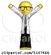 Poster, Art Print Of Yellow Doctor Scientist Man With Arms Out Joyfully